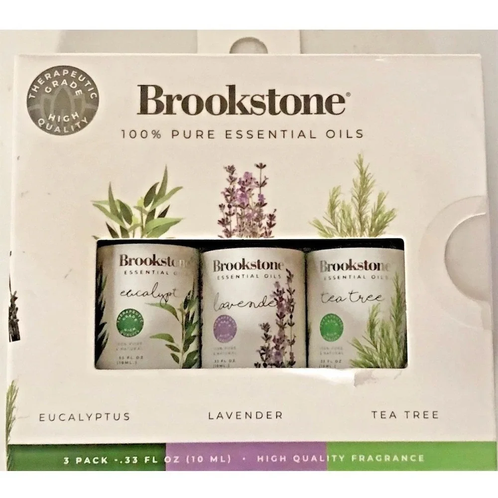 Aromatherapy Brookstone Essential Oil Set 3-Pack Euc Lavender Tea Tree 10mL Each